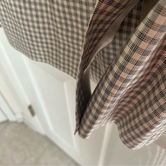 Theory Check Linen Blend Blazer Cream/ Grey Multi Size 6 - Picture 13 of 14